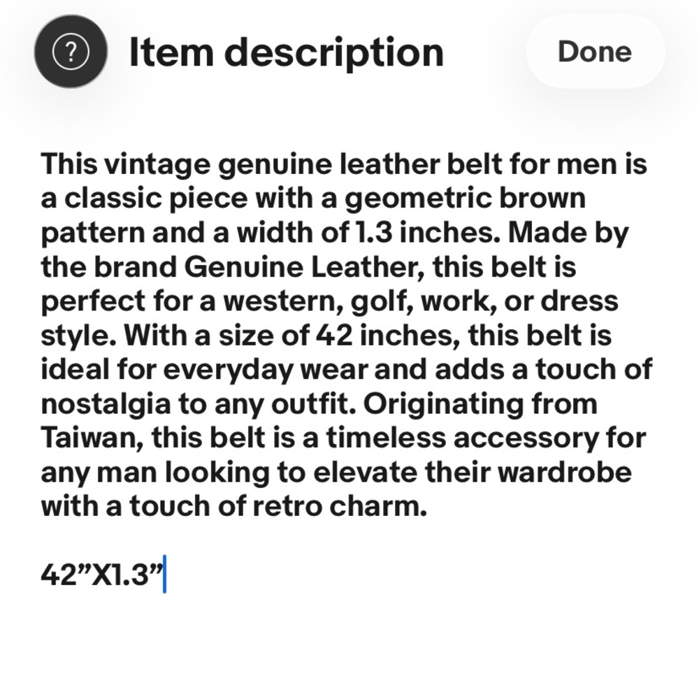 Vintage Brown Genuine Leather Belt with Gold Buckle Men’s 42” - Picture 2 of 15